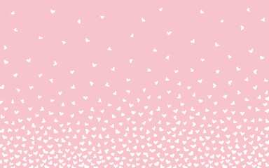 Confetti hearts on pink background, festive romantic background element, vector, flat design. Abstract background for covers, valentines, labels, banners, invitations