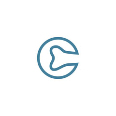 simple bone line with circle logo icon vector template