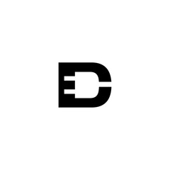 letter D initial with charger logo icon vector template