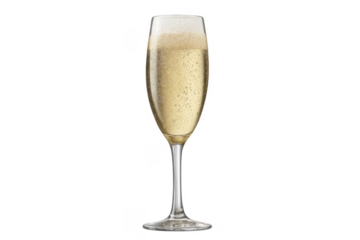 Champagne flute filled with sparkling bubbly wine celebrating luxury