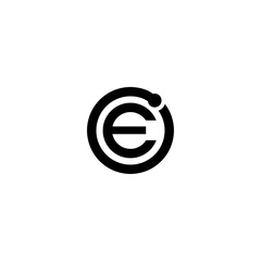 letter E with technology circle logo icon vector template