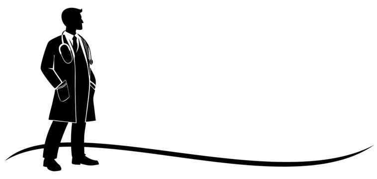 Vector illustration of a silhouette of a doctor on duty