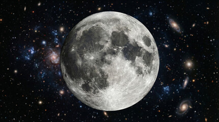 phase. Detailed full moon against a dark sky, showcasing the lunar surface in high contrast. STEM education sheets, lab safety posters, designed for STEM education and laboratory safety posters.