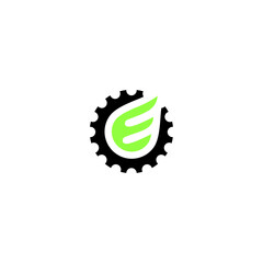 letter E initial with gas engineering gear logo icon vector template