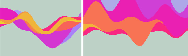 Naklejka na ściany i meble 3D abstract wavy background. Beautiful gradient colour transition. Dynamic wave. Vector illustration for banner, flyer, brochure, booklet, presentation.