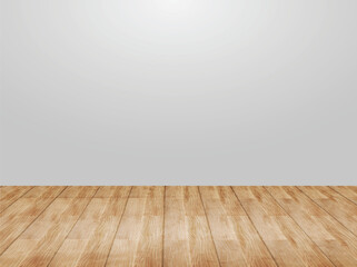 white wall mockup with a wooden floor