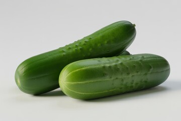 Two fresh green cucumbers isolated on white background