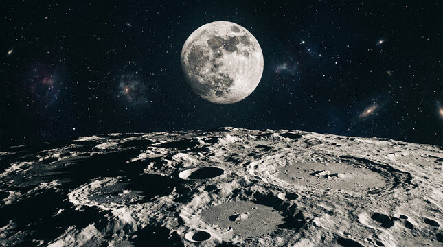 phase. Detailed full moon against a dark sky, showcasing the lunar surface in high contrast. STEM education sheets, lab safety posters, designed for STEM education and laboratory safety posters.