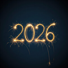 2026 formed by sparkler light on deep navy background