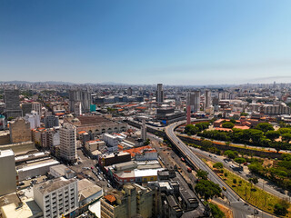 aerial view of downtown Sao Paulo during a sunshine day