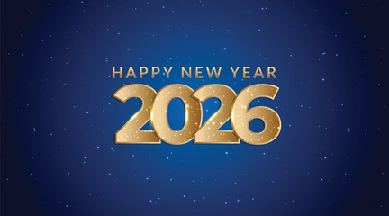 Golden 2026 Happy New Year Design with blue background. stock illustration