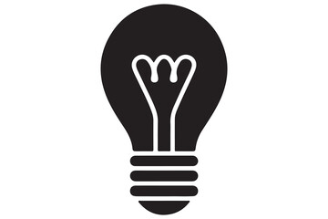 Light bulb silhouette icon in simple black and white background
