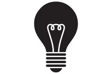 Light bulb silhouette icon in simple black and white background
