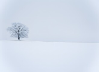 Minimalist Snow Covered Hill Winter Landscape Background