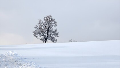 Minimalist Snow Covered Hill Winter Landscape Background