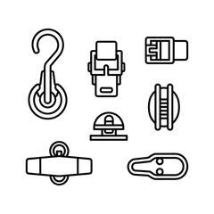 Line Art Icons: Climbing, Marine, and Industrial Hardware Set