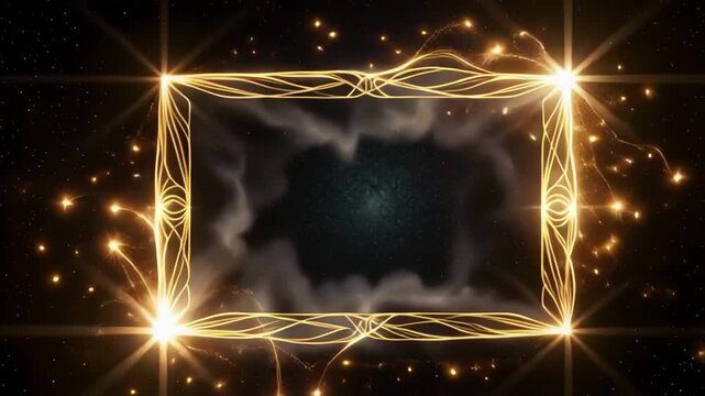 Golden ornate frame sparkles against a starry night sky backdrop, lending a luxurious feel to your project
