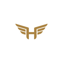 letter H initial flying with wings logo icon vector template