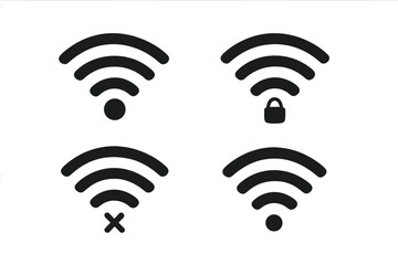 Different symbols representing WiFi connection status for users seeking internet access and security