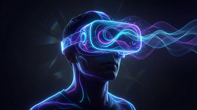 Futuristic Virtual Reality Experience: Immersive Metaverse & AI Digital Interface Technology