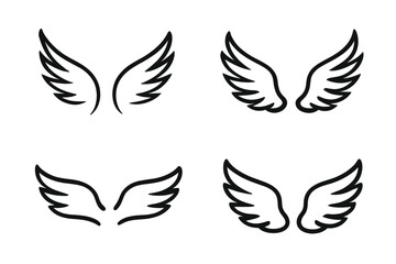 Variety of simplistic wing designs suitable for various artistic and graphic applications