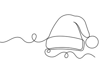 Santa hats one line drawing simple minimalist outline illustration of christmas holiday winter design
