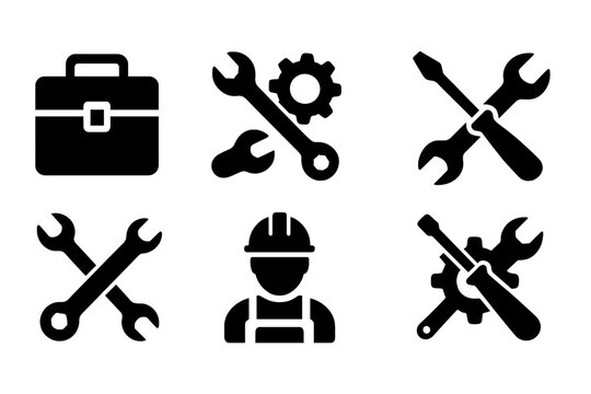 Tools and equipment essential for skilled trades displayed on a simple white background