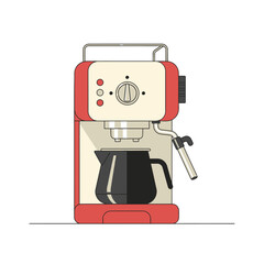 Stylized coffee machine illustration showcasing a minimalist aesthetic and playful design for