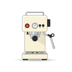 Fototapeta premium Stylized coffee machine illustration with retro design features and neutral color palette