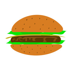 Delicious Classic Burger Vector Illustration – Fast Food Icon, Cheese Burger Graphic