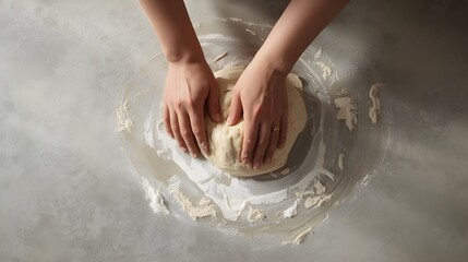 hands of a woman kneading dough
