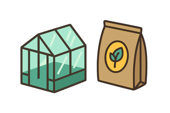 Greenhouse and plant food bag for gardening enthusiasts exploring plant care in their backyard