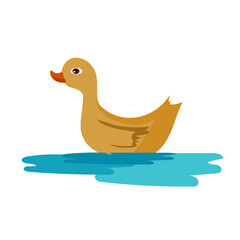 Cute Yellow Duck Vector Illustration &ndash; Cartoon Baby Duckling Mascot, Isolated on White Background