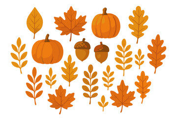 Autumn leaves and pumpkins create a colorful harvest scene showcasing seasonal beauty in a warm palette of orange and yellow