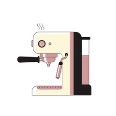 Stylized espresso machine illustration showcases design and potential for morning ritual depiction