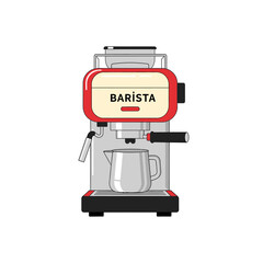 Stylized illustration of a coffee espresso machine for barista drink preparation