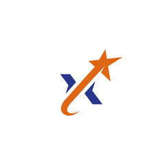 letter X with star logo icon vector template