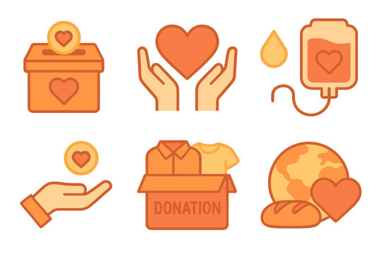 Heartwarming symbols of charity and community support for donations and blood drives - Powered by Adobe