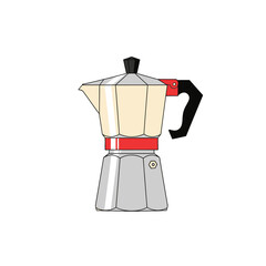 Detailed line illustration showcasing a classic stovetop espresso maker design icon