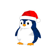 Cute Christmas Penguin Low Poly Vector Illustration | Festive Geometric Holiday Artwork