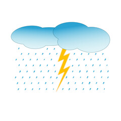 Storm Clouds with Rain and Thunderbolt &ndash; Vector Weather Illustration