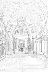 sketch of the Se Cathedral in Porto, Portugal