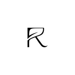 letter R initial with leaf nature logo icon vector template
