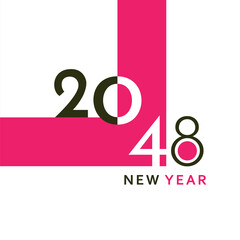 A clean and modern New Year 2048 artwork with bold black typography and a simple geometric layout. Perfect for greeting cards, banners, posters, digital content, and festive graphic projects.