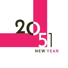 A clean and modern New Year 2051 artwork with bold black typography and a simple geometric layout. Perfect for greeting cards, banners, posters, digital content, and festive graphic projects.