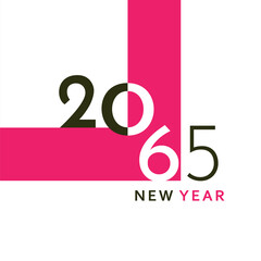 A clean and modern New Year 2065 artwork with bold black typography and a simple geometric layout. Perfect for greeting cards, banners, posters, digital content, and festive graphic projects.