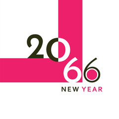 A clean and modern New Year 2066 artwork with bold black typography and a simple geometric layout. Perfect for greeting cards, banners, posters, digital content, and festive graphic projects.