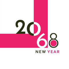 A clean and modern New Year 2068 artwork with bold black typography and a simple geometric layout. Perfect for greeting cards, banners, posters, digital content, and festive graphic projects.