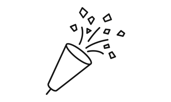 Confetti popper party blower icon design element background vector illustration black line