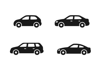 Different types of vehicles shown in black silhouettes against a white background